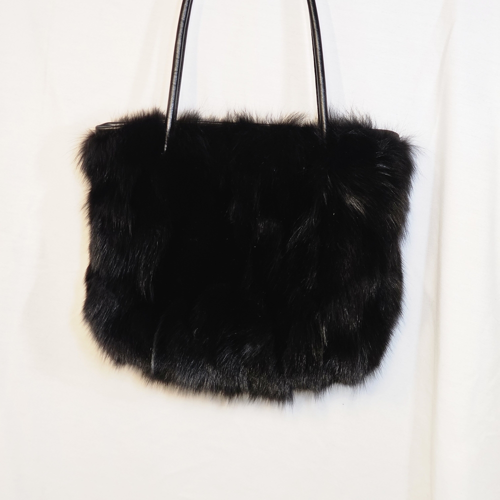 Black REAL MINK Fur shoulder Bag